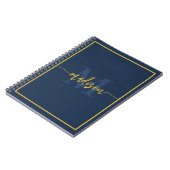 Luxe Navy Blauwe Gouden Monogram Script Naam Notitieboek (Linkerzijde)