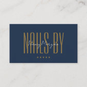 Luxe Navy Blauwe Gouden Nagel Tech Foto QR Code Visitekaartje (Voorkant)