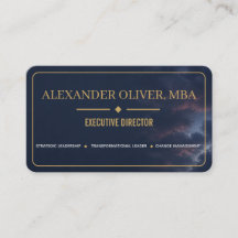 Luxe Navy Blauwe & Gouden Zakelijke Visitekaart