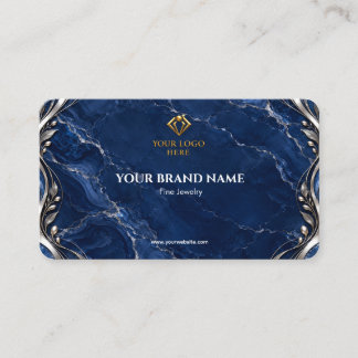 Luxe Navy Blauwe Marmeren Zilveren Oorbelkaart Visitekaartje