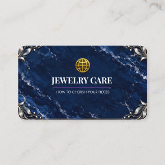 Luxe Navy Blauwe Marmeren Zilveren Sieraden Verzor Visitekaartje