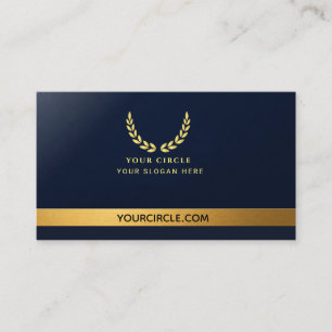Luxe Navy Blauwe Nep Gouden Krans QR Code Zakelijk Visitekaartje