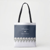 Luxe Navy Blauwe Orchidee Getuige Tote Tas (Voorkant)