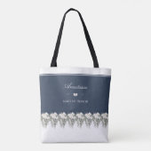 Luxe Navy Blauwe Orchidee Getuige Tote Tas (Achterkant)