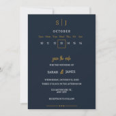 Luxe Navy Blauwe Save the Date Uitnodiging (Voorkant)