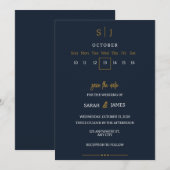 Luxe Navy Blauwe Save the Date Uitnodiging (Voorkant / Achterkant)
