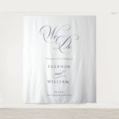 Luxe Navy Blauwe Trouw Achtergrond Wandkleed (Voorkant)
