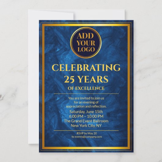 Luxe Navy Blue Corporate Celebration Uitnodiging (Voorkant)