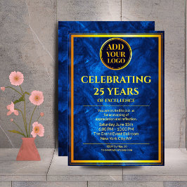 Luxe Navy Blue Corporate Celebration Uitnodiging