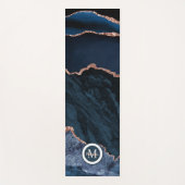 Luxe Navy Blue Gold Agaat Faux Glitter Yoga Mat (Voorkant)