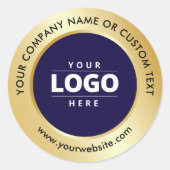 Luxe Navy Blue Gold Business Logo Verzending Ronde Sticker (Voorkant)