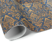 Luxe Navy Blue Gold Damask  Cadeaupapier (Rol Hoek)