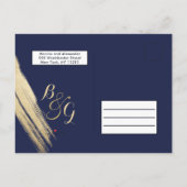 Luxe navy Blue Gold Kalender Save the Date Aankondigingskaart (Achterkant)