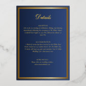 Luxe Navy Blue & Gold Wedding Details Kaart (Voorkant)