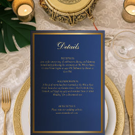 Luxe Navy Blue & Gold Wedding Details Kaart