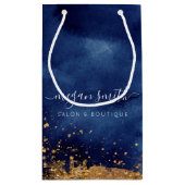 Luxe Navy Blue Gouden Winkelzak Giftzak Klein Cadeauzakje (Achterkant)