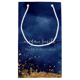 Luxe Navy Blue Gouden Winkelzak Giftzak Klein Cadeauzakje