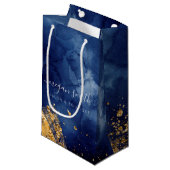 Luxe Navy Blue Gouden Winkelzak Giftzak Klein Cadeauzakje (Voorkant Gekanteld)