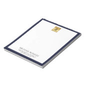 Luxe Navy Blue Leather Square Logo professional Notitieblok (Linkerzijde)