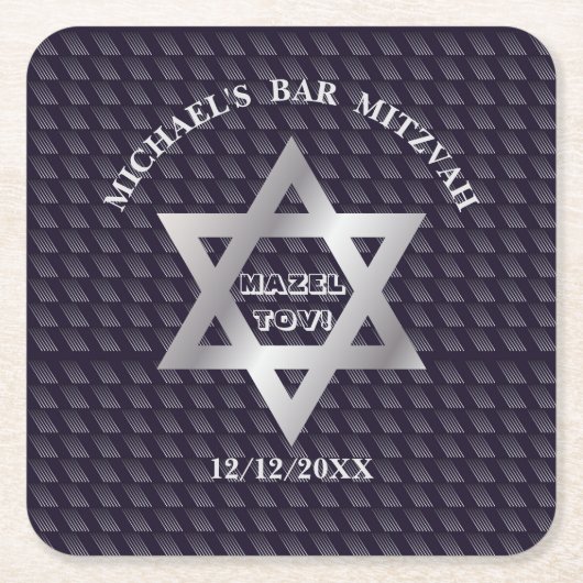 Luxe Navy Blue Magen David ster modern design Kartonnen Onderzetters (Voorkant)