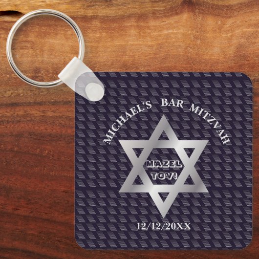 Luxe Navy Blue Magen David ster modern design Sleutelhanger (Voorkant)