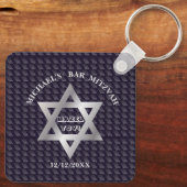 Luxe Navy Blue Magen David ster modern design Sleutelhanger (Achterkant)