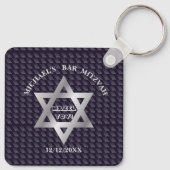Luxe Navy Blue Magen David ster modern design Sleutelhanger (Achterkant)