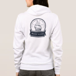 Luxe Navy Blue Nautical Boat Naam Hoodie