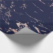 Luxe Navy Blue Roos Gold Folie Marmer Cadeaupapier (Hoek)