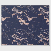 Luxe Navy Blue Roos Gold Folie Marmer Cadeaupapier (Vlak)