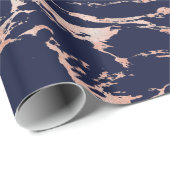 Luxe Navy Blue Roos Gold Folie Marmer Cadeaupapier (Rol Hoek)