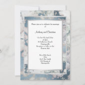 LUXE NAVY BLUE SILVER MARBLE WEDDING INVITATION KAART (Voorkant)