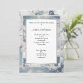 LUXE NAVY BLUE SILVER MARBLE WEDDING INVITATION KAART (Staand voorkant)