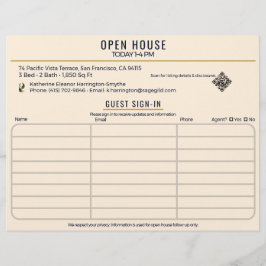 Luxe Navy & Crème Makelaar Open Huis Inschrijvings Flyer