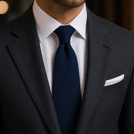 Luxe Navy Diamant Jacquard Stropdas