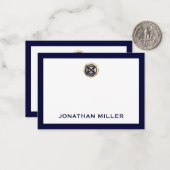 Luxe Navy en Gold gepersonaliseerde Note Kaart Notitiekaartje (Voorkant / Achterkant in situ)