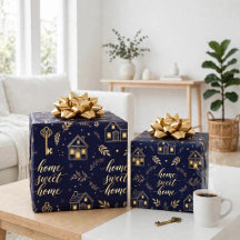 Luxe Navy en Goud Thuis Sweet Home Huis Verwarming