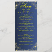 Luxe Navy en Gouden Bloemen Wedding Menu Kaart (Voorkant)