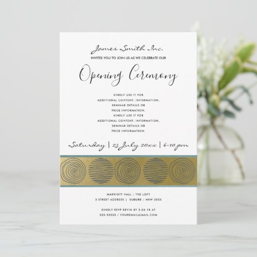 LUXE NAVY FAUX GOLD CIRCLE GRAND OPENING CEREMONY KAART (Staand voorkant)