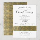 LUXE NAVY FAUX GOLD CIRCLE GRAND OPENING CEREMONY KAART (Voorkant / Achterkant)