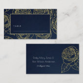 LUXE NAVY FAUX GOLD ELEGANT ROOS FLORAL WEDING PLAATSKAARTJE (Voorkant / Achterkant)