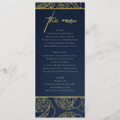 LUXE NAVY FAUX GOLD KRAFT ELEGANT ROOS FLORAL MENU (Voorkant)