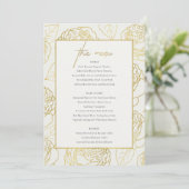 LUXE NAVY FAUX GOLD WHITE ELEGANT ROOS FLORAL MENU (Staand voorkant)