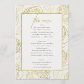LUXE NAVY FAUX GOLD WHITE ELEGANT ROOS FLORAL MENU (Voorkant)