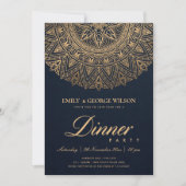 LUXE NAVY GOLD CLASSIC MANDALA DINNER PARTY KAART (Voorkant)