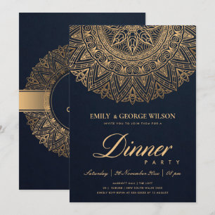 LUXE NAVY GOLD CLASSIC  MANDALA DINNER PARTY KAART
