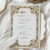 Luxe Navy Gold Cream Islamitische bruiloft Folie Uitnodiging