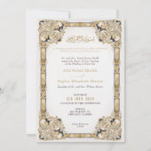 Luxe Navy Gold Cream Islamitische bruiloft Kaart (Voorkant)