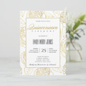 LUXE NAVY GOLD ELEGANT ROOS FLORAL QUINCEANERA KAART (Staand voorkant)