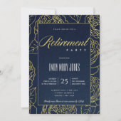 LUXE NAVY GOLD ELEGANT ROOS FLORAL RETIRETIREMENT KAART (Voorkant)
